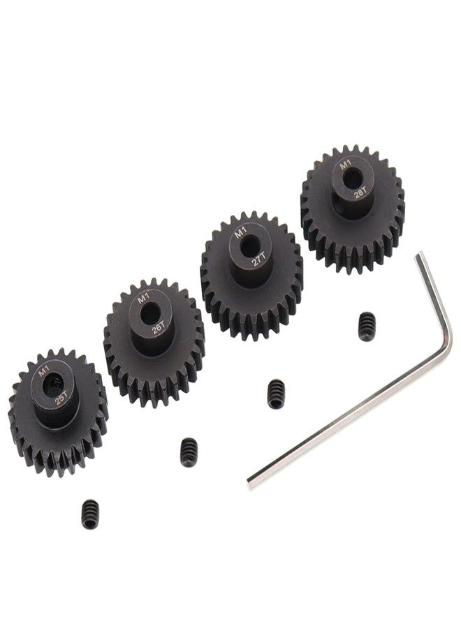 Treehobby 4PCS Metal Steel M1 Pinion Gear Sets 25T 26T 27T 28T fit 5mm RC Motor Shaft Gears Compatible with Arrma Traxxas Axial HSP Redcat Losi 1/8 1/10 Scale RC Car Truck Buggy - Image 1